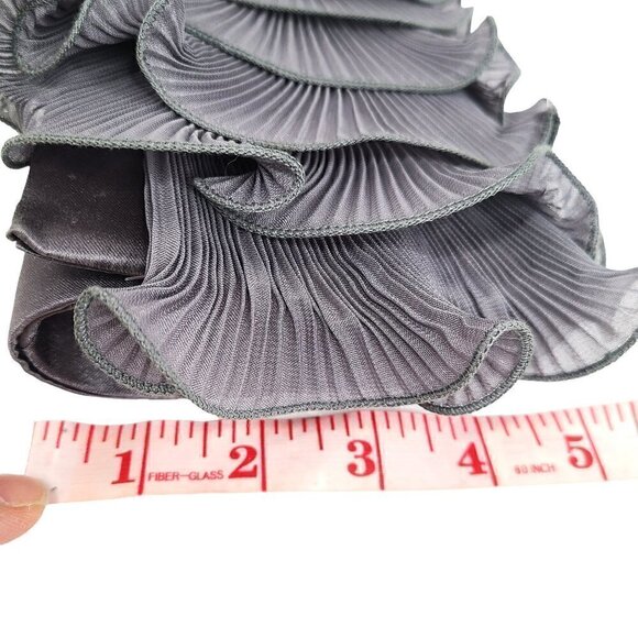 Women's Grey Ruffle Floral Pleated Convertible Clutch Satin Evening Sling Bag - Picture 8 of 8